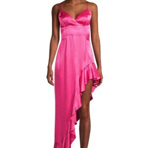 Bardot sz XL pink Ember V Neck Ruffled High / Low Dress